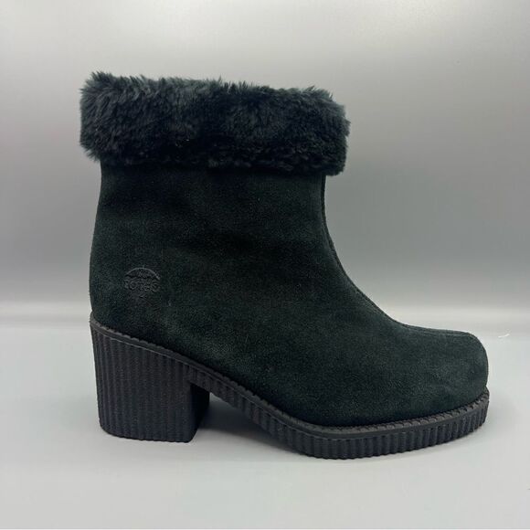 Totes Suede Fur Lining Chunky Heel Ankle Boots - Picture 7 of 7